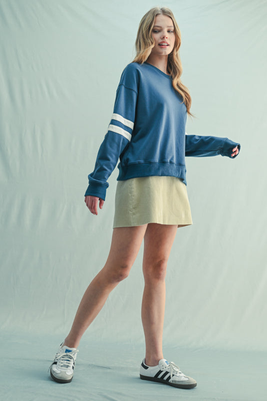 Wish List W Varsity Stripe Knit Pullover NAVY