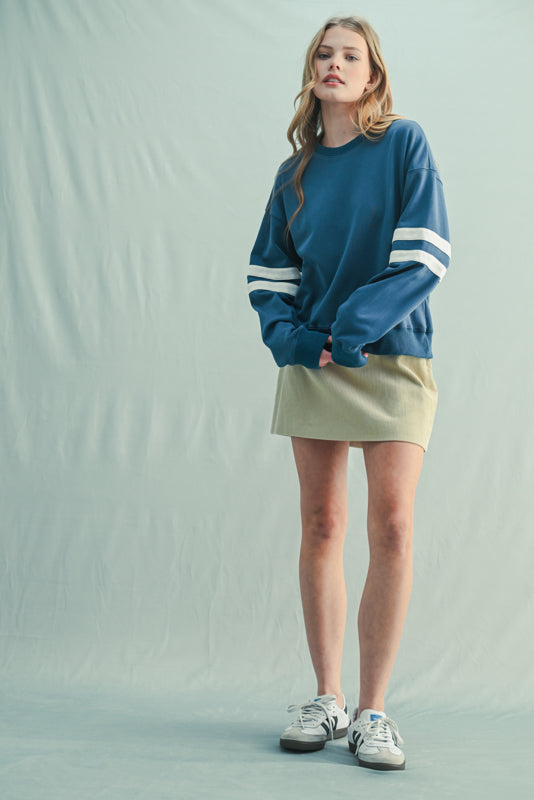 Wish List W Varsity Stripe Knit Pullover NAVY