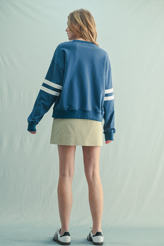 Wish List W Varsity Stripe Knit Pullover NAVY