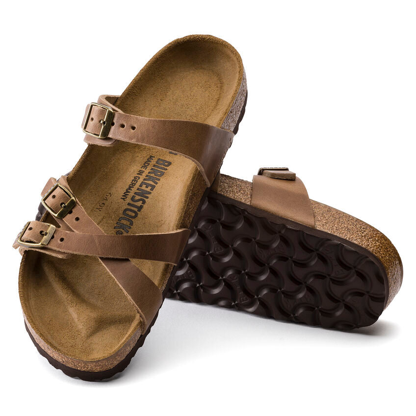 Birkenstock W Franca en cuir huilé, couleur TOBACCO BROWN - TAILLE NARROW