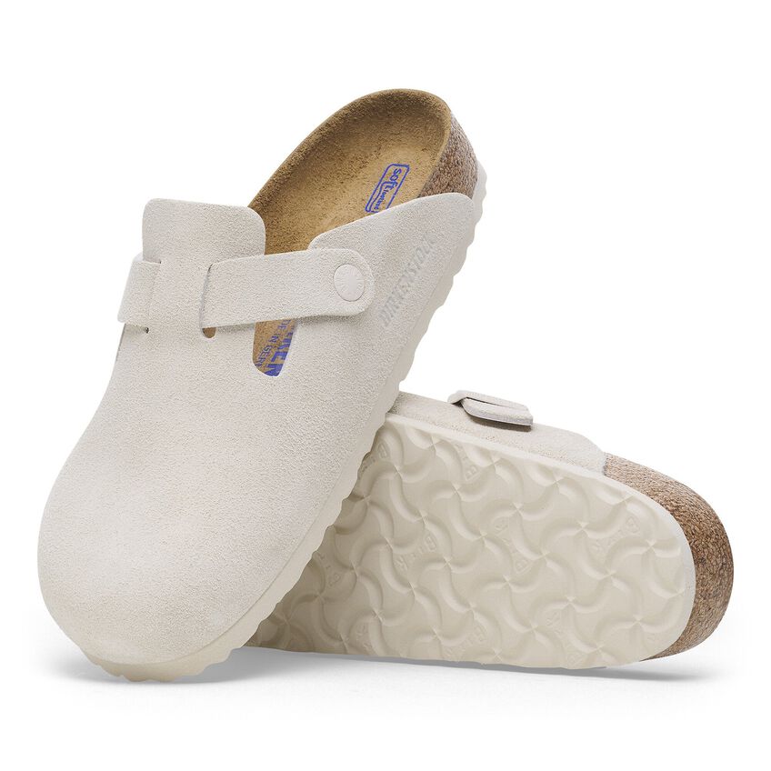 Birkenstock W Boston SFB Suede ANTIQUE WHITE - NARROW