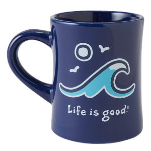 Life is Good Diner Mug Wave Curl DARKEST BLUE