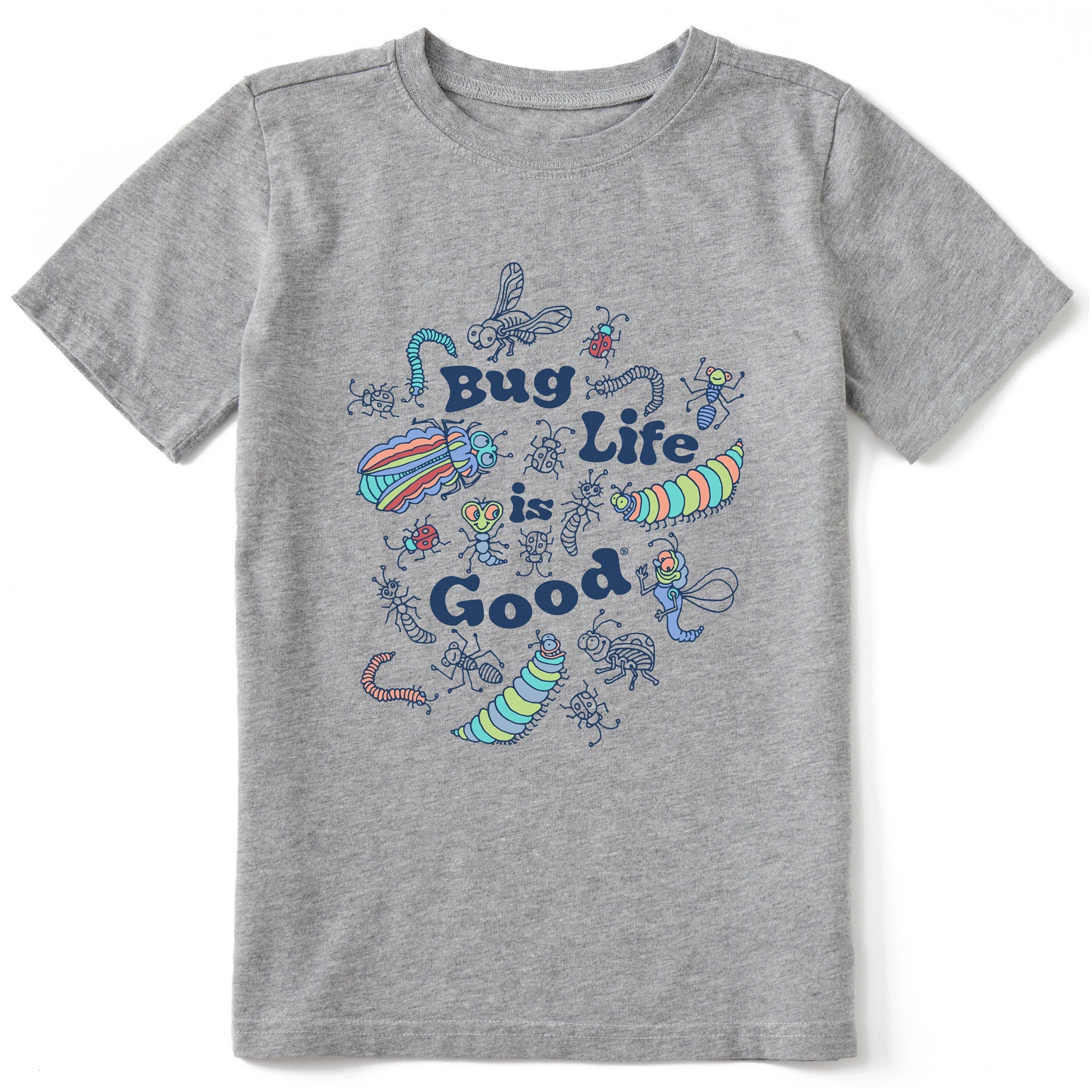 Life is Good Kids SS Crusher Tee Bug Life is Good HEATHER GREY