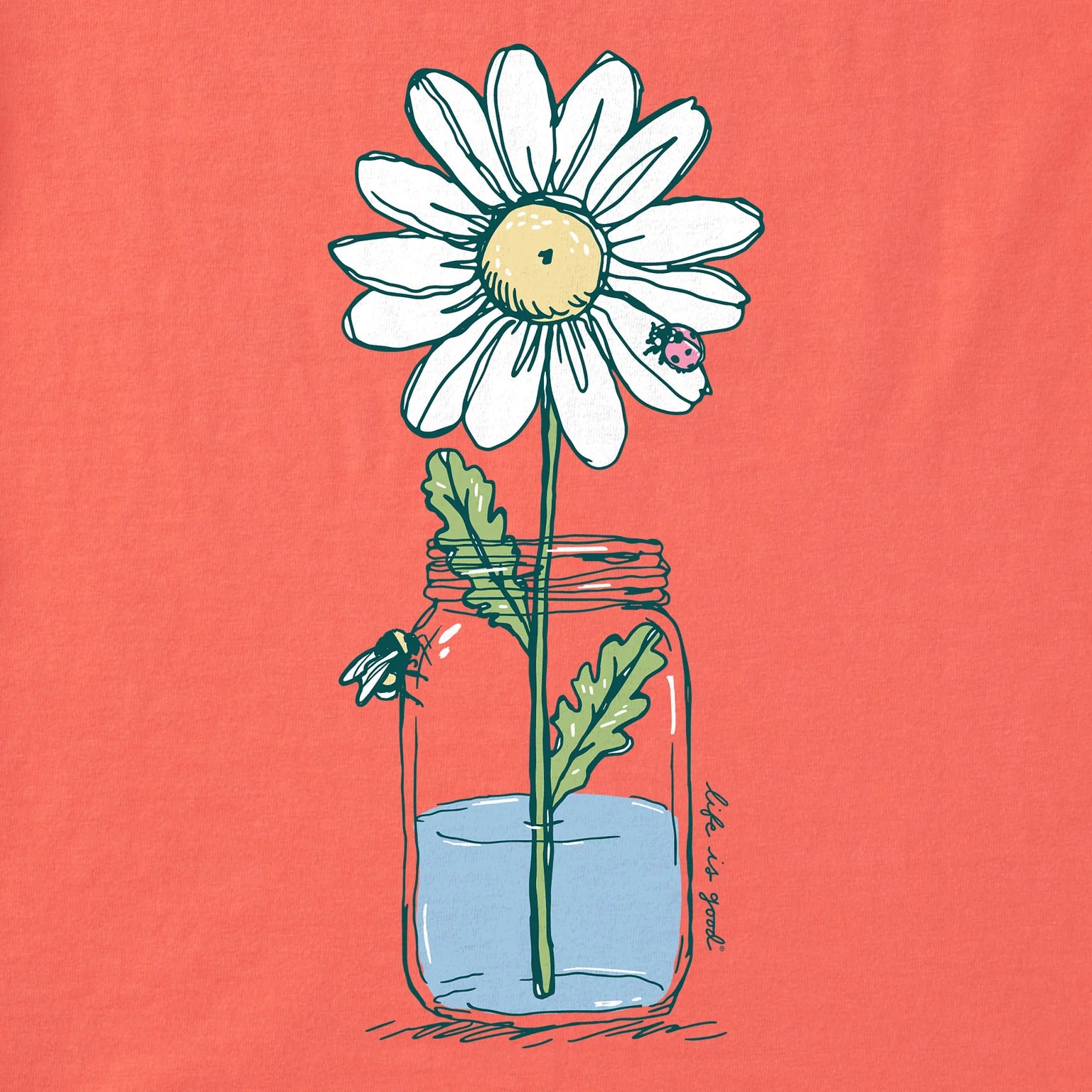 Life is Good  W SS Crusher Tee Daisy Jar MANGO ORANGE