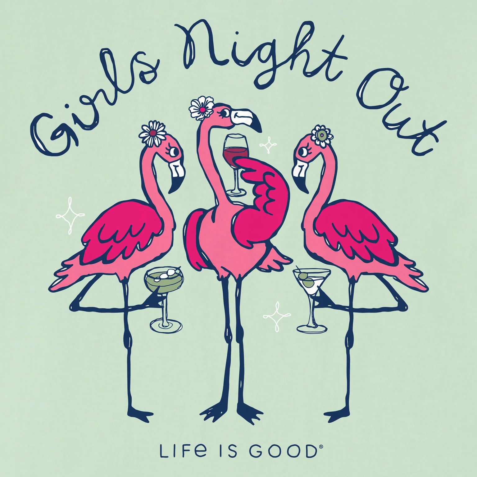 Life is Good  W SS Crusher Vee Girl's Night Out SAGE GREEN