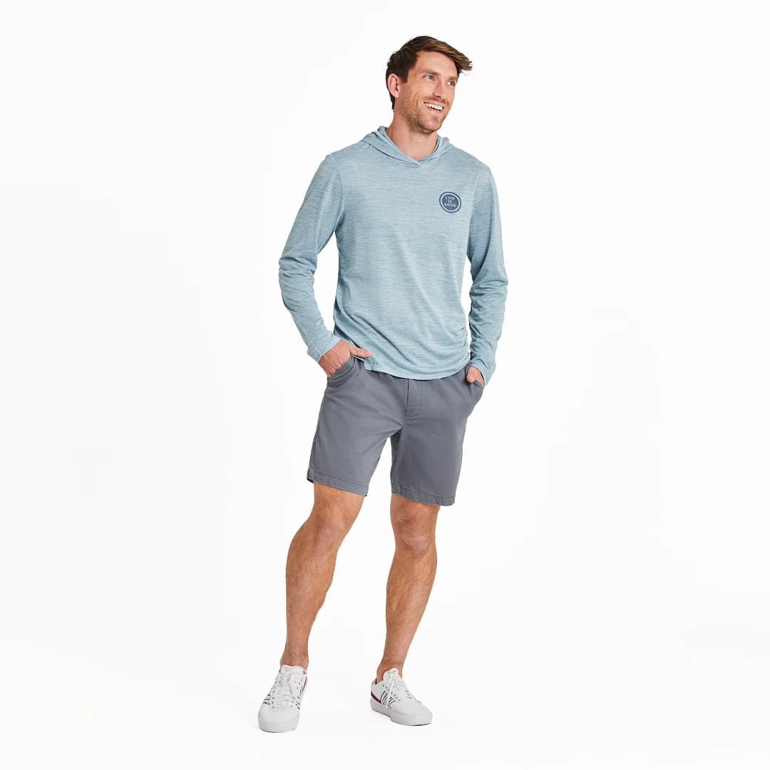 Life is Good M LS Hooded Sun Clean Fish More SMOKE BLUE