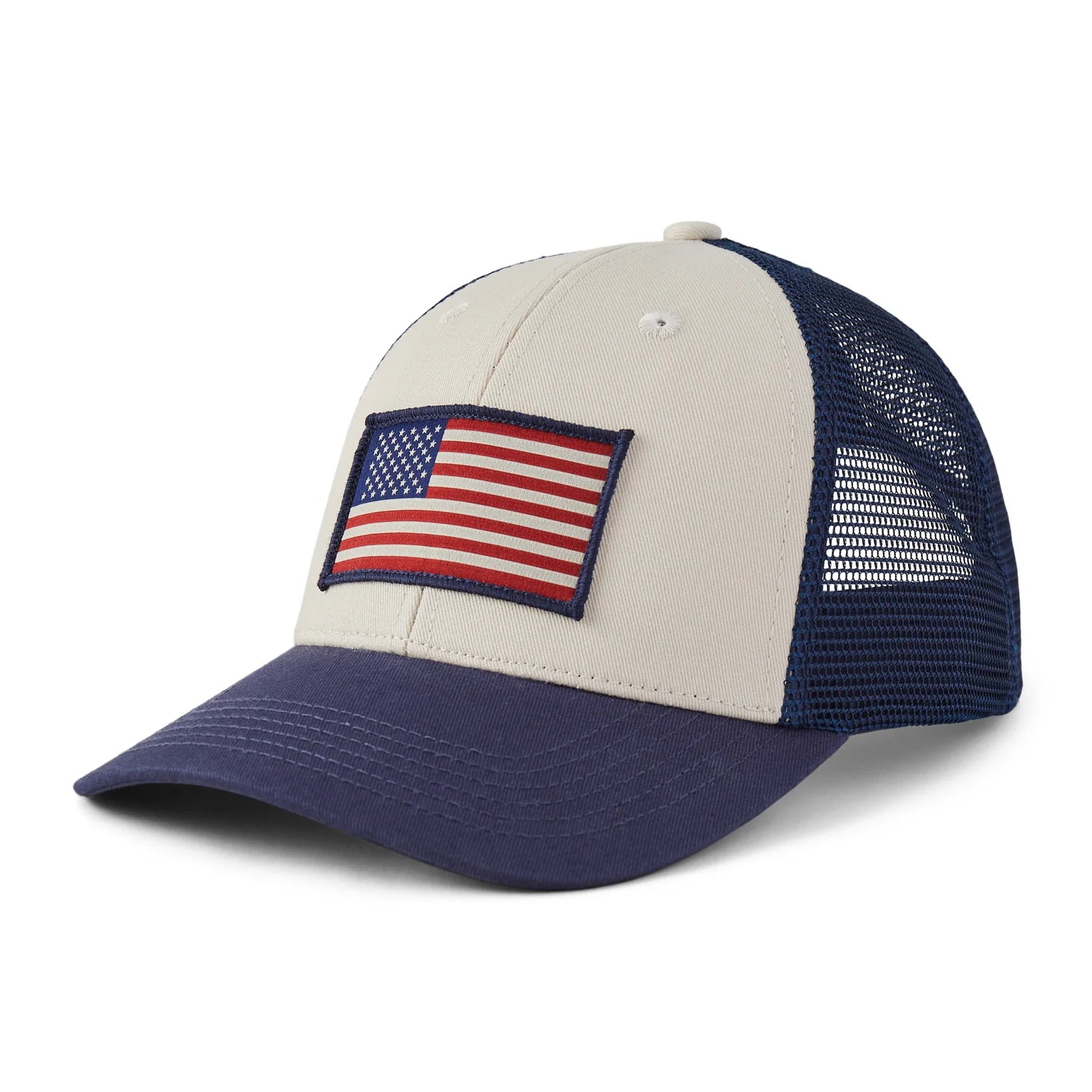 Life is Good Clean Flag Trucker Hat BIRCH WHITE