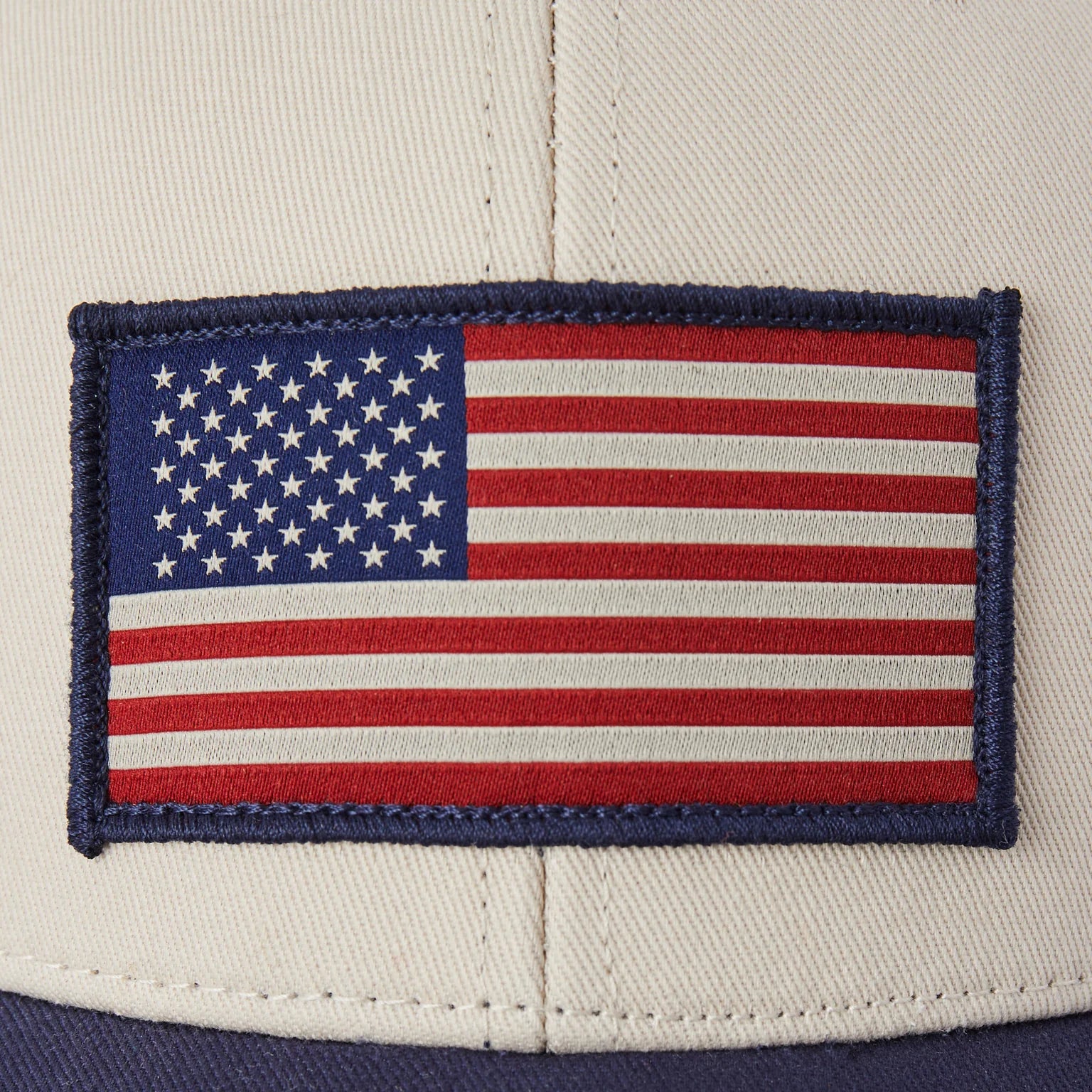 Life is Good Clean Flag Trucker Hat BIRCH WHITE