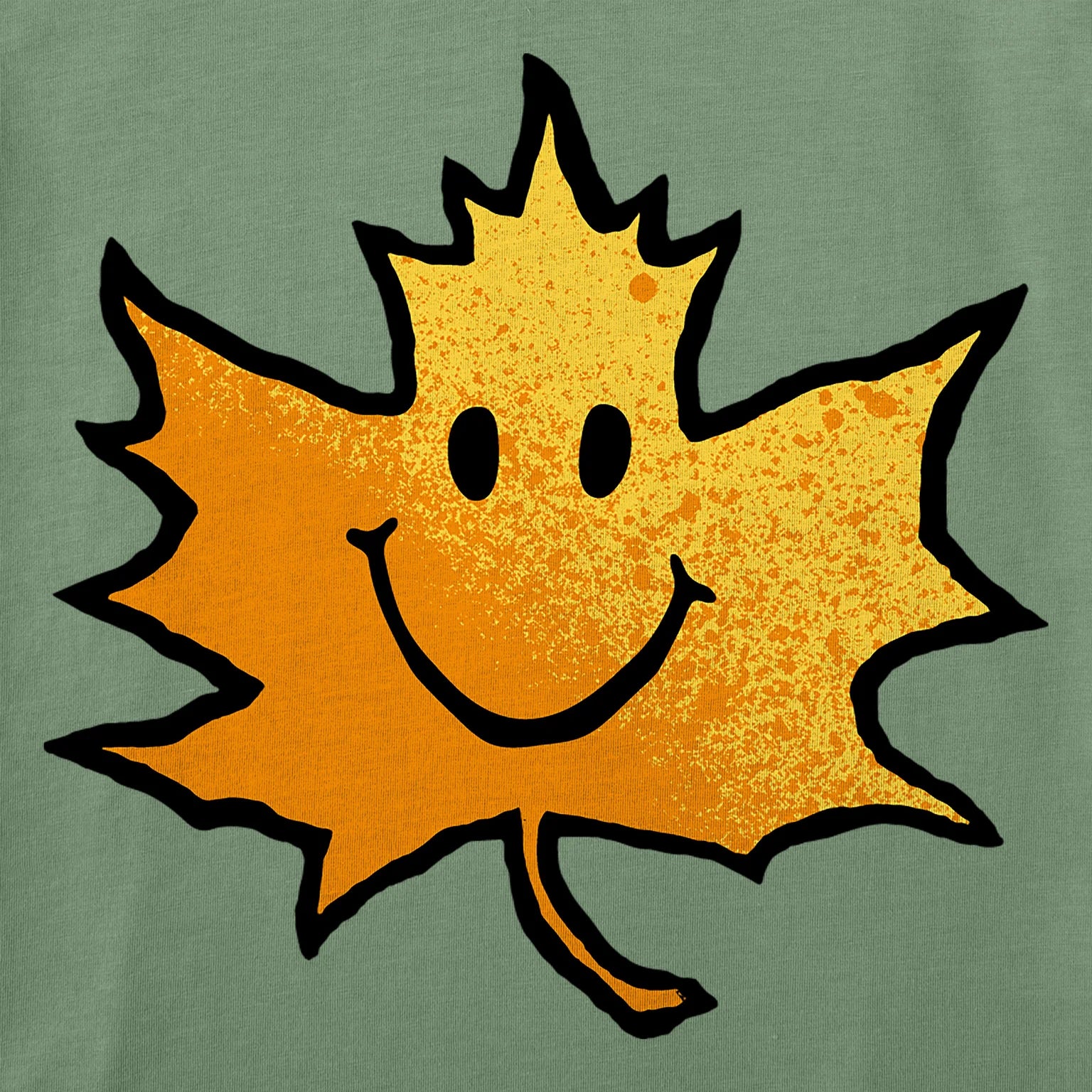 Life is Good W SS Crusher Maple Smile Tee GRANITE GREEN
