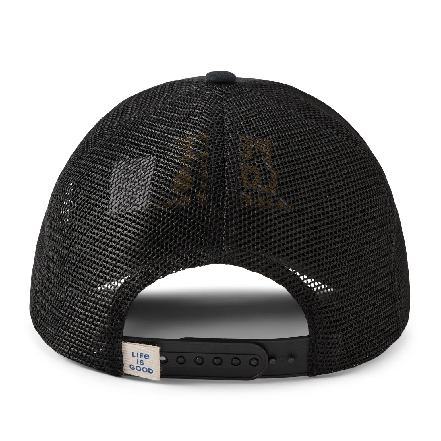Life Is Good Wordsmith Whiskey Trucker TRUE BLACK