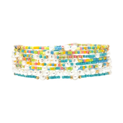 Pura Vida Mixed Seed Bead Stretch Anklet SOLANA