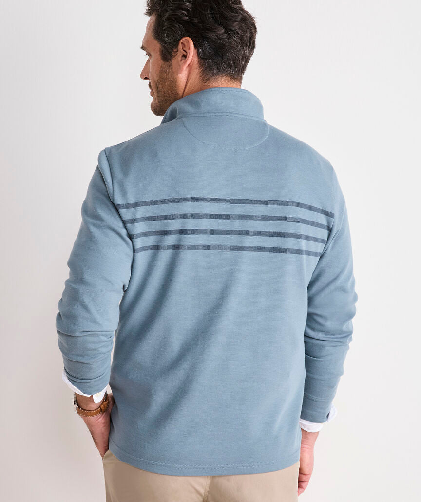 Vineyard Vines M Breton Stripe Saltwater 1/4 Zip BLUE MIRAGE