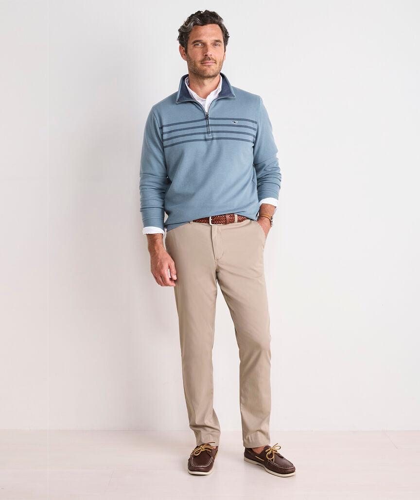 Vineyard Vines M Breton Stripe Saltwater 1/4 Zip BLUE MIRAGE