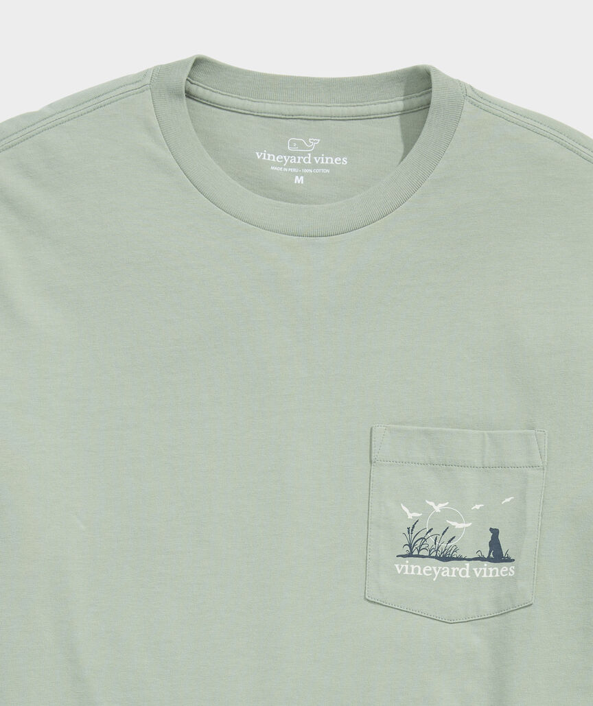 Vineyard Vines M LS Marsh Dog Tee DUNE GRASS