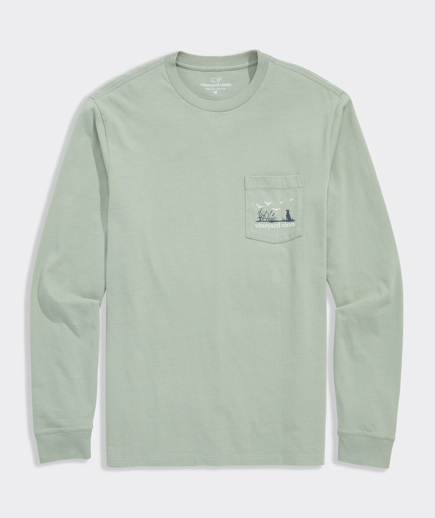 Vineyard Vines M LS Marsh Dog Tee DUNE GRASS