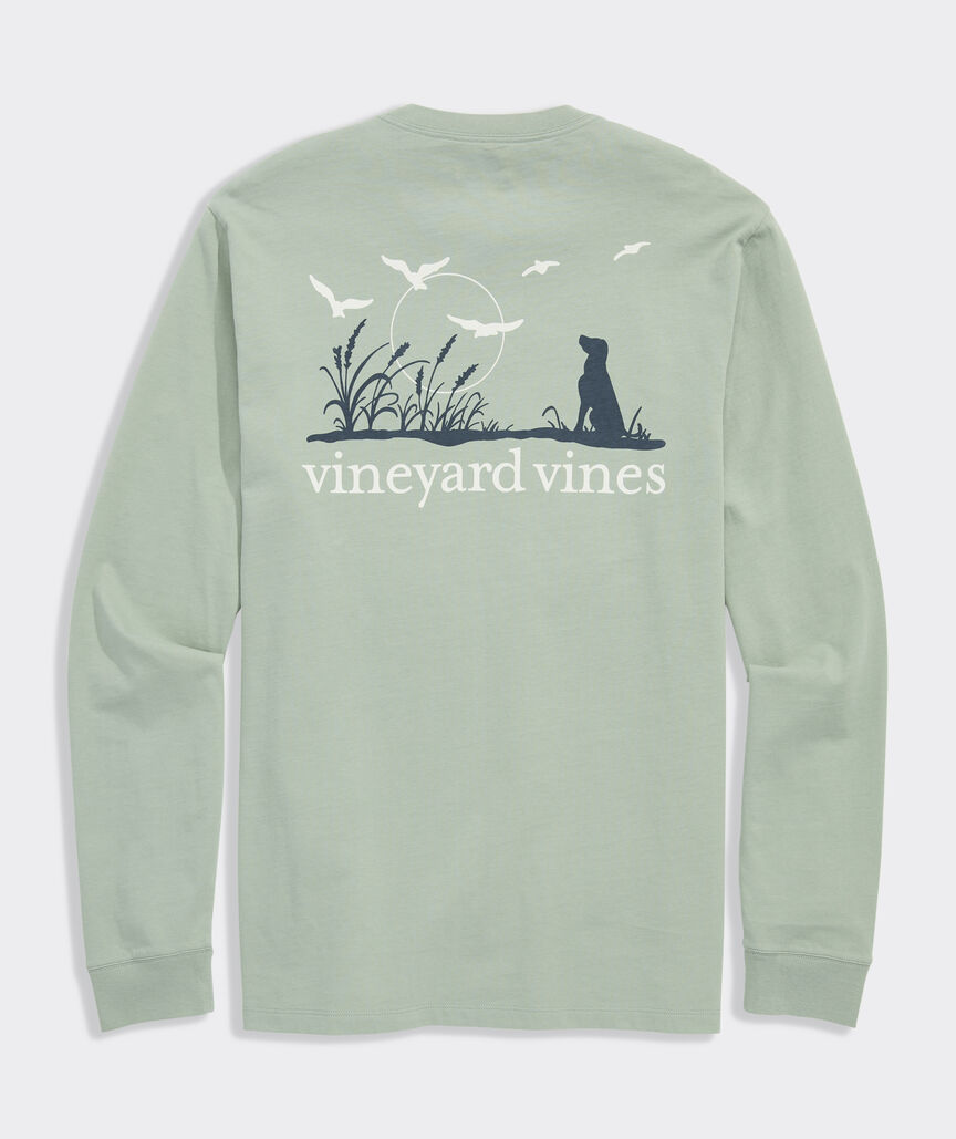 Vineyard Vines M LS Marsh Dog Tee DUNE GRASS