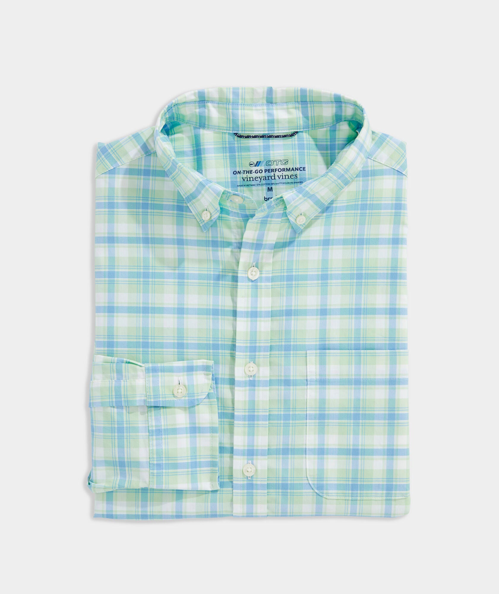 Vineyard Vines M LS On-The-Go Brrr Shirt MINT SPRIG