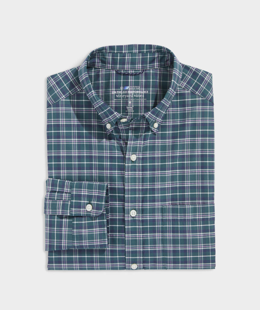 Chemise à manches longues Vineyard Vines M LS OTG Brr, modèle TEAL DECOY PLAID