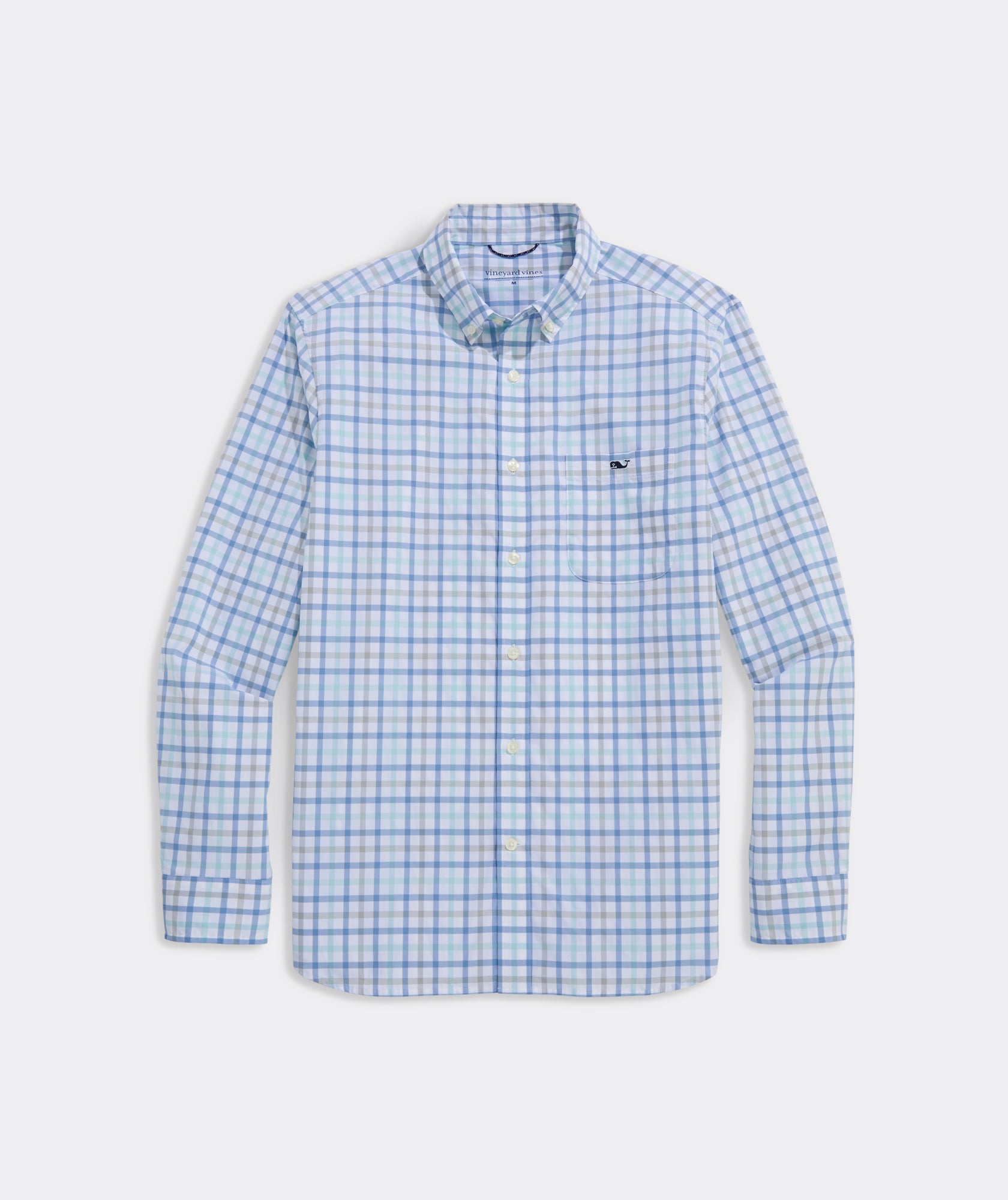 Vineyard Vines M LS Wayward Featherweight Performance Shirt AQUA HAZE