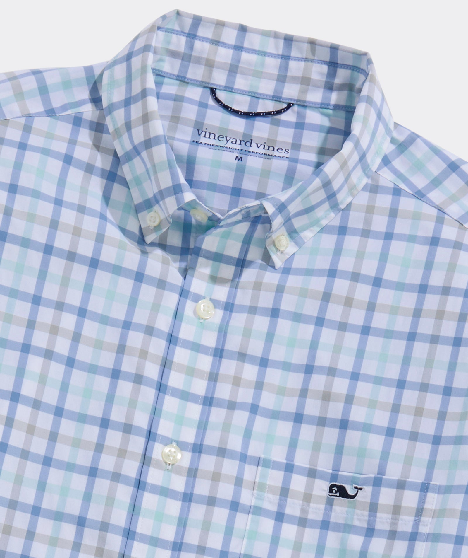 Vineyard Vines M LS Wayward Featherweight Performance Shirt AQUA HAZE