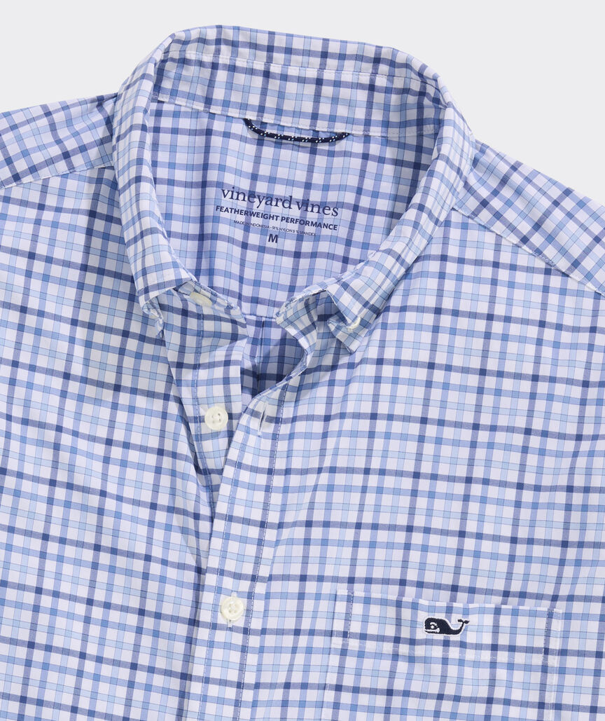 Vineyard Vines M LS Forepeak Tattersall LW Performance Shirt JAKE BLUE