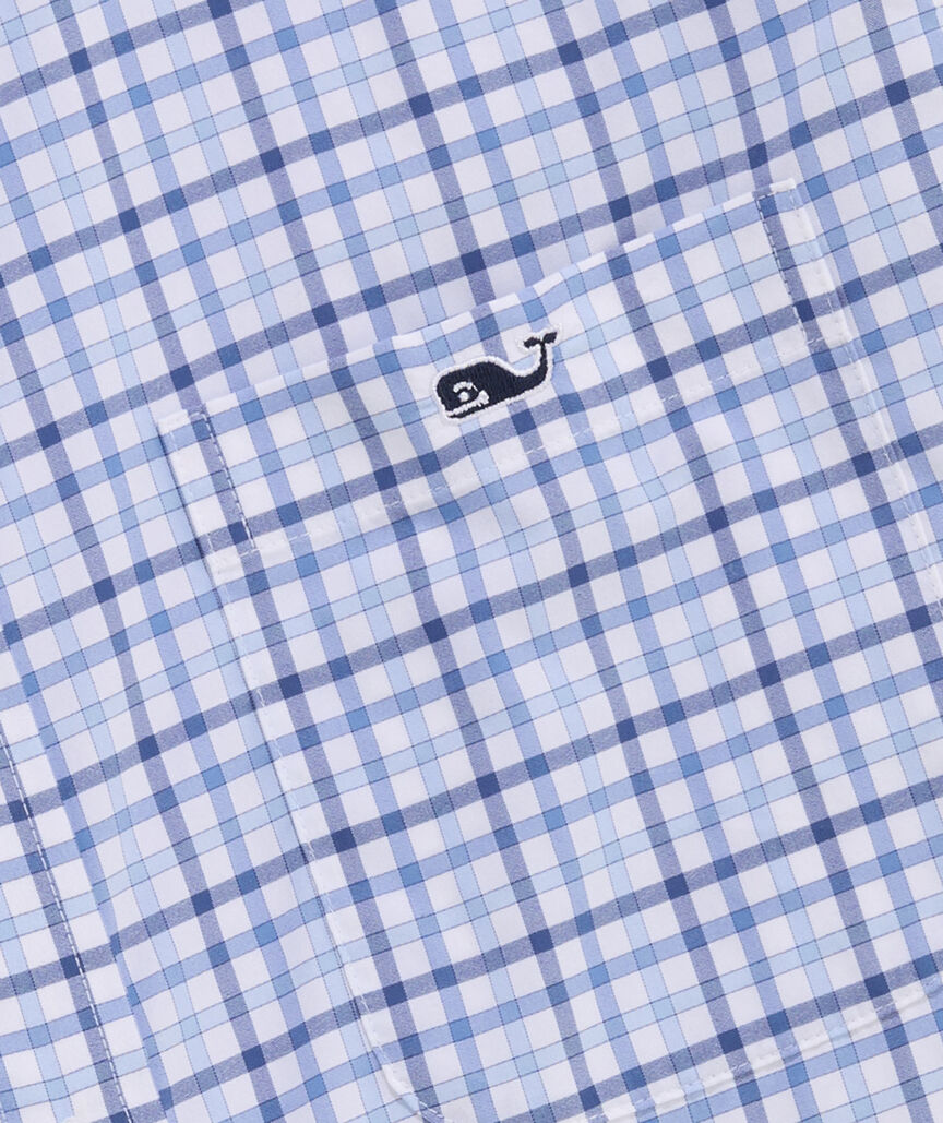 Vineyard Vines M LS Forepeak Tattersall LW Performance Shirt JAKE BLUE