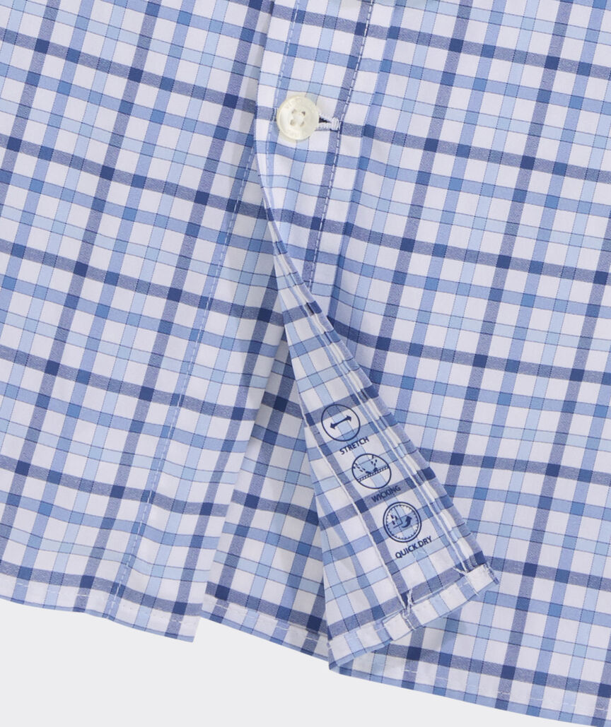 Vineyard Vines M LS Forepeak Tattersall LW Performance Shirt JAKE BLUE