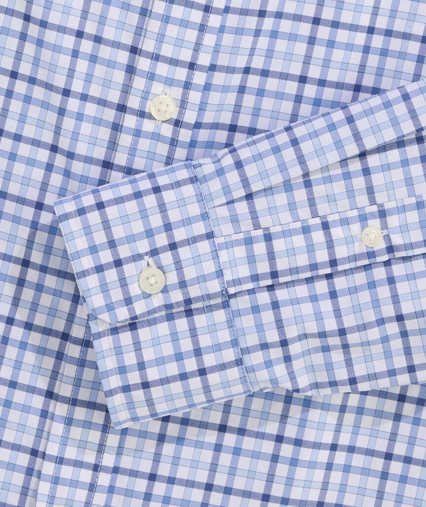 Vineyard Vines M LS Forepeak Tattersall LW Performance Shirt JAKE BLUE