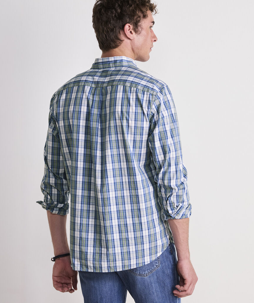 Vineyard Vines M LS Washashore Plaid Shirt DUNE GREEN