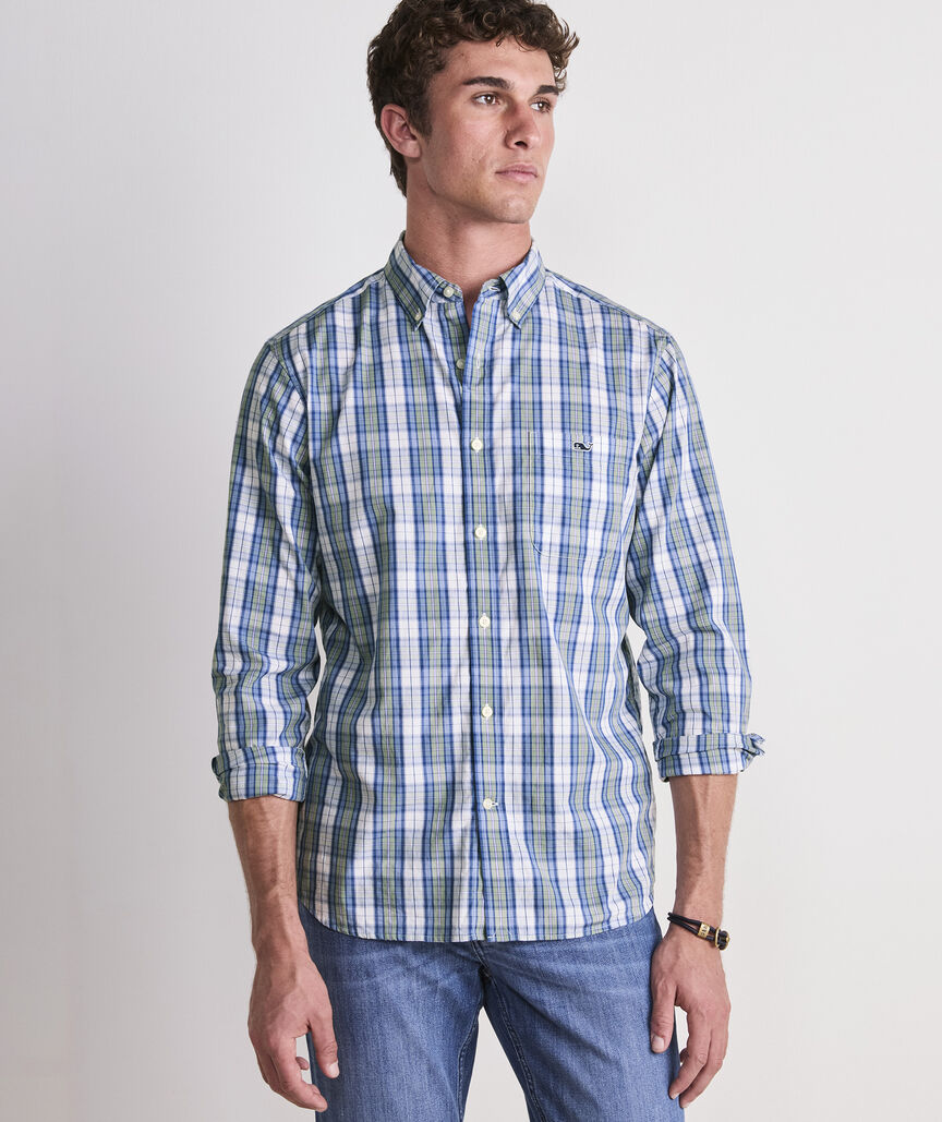 Vineyard Vines M LS Washashore Plaid Shirt DUNE GREEN