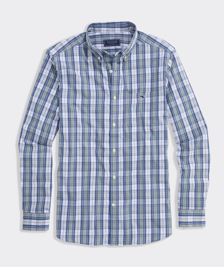 Vineyard Vines M LS Washashore Plaid Shirt DUNE GREEN