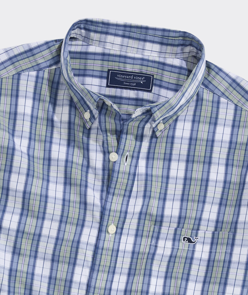 Vineyard Vines M LS Washashore Plaid Shirt DUNE GREEN