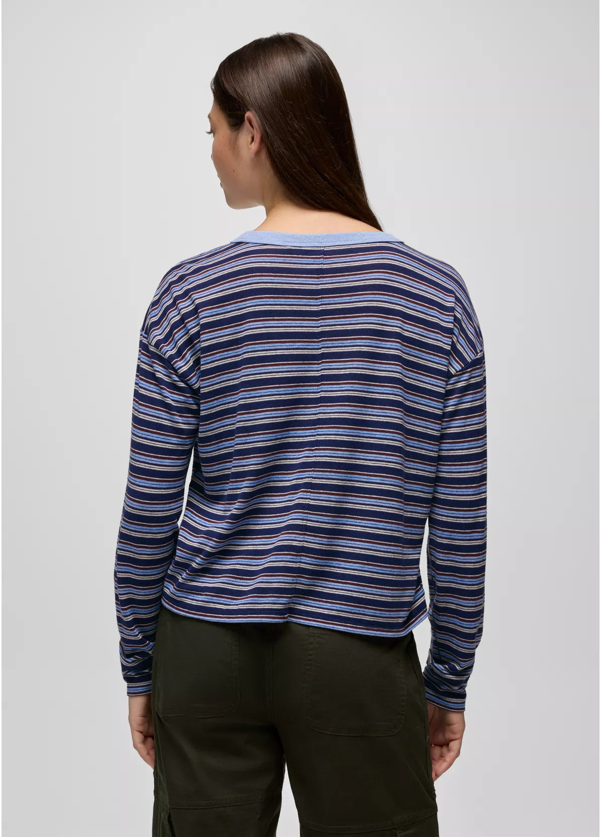 prAna W LS Cozy Up Crew CAPULET BLUE STRIPE