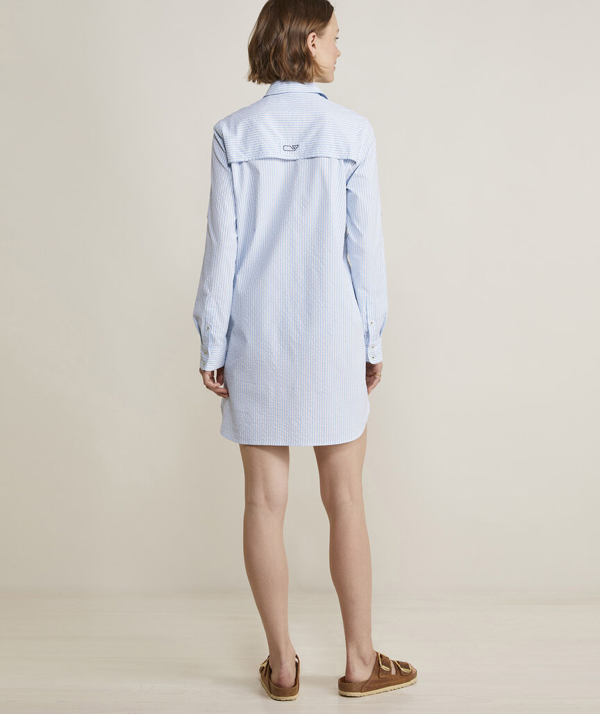 Vineyard Vines W Harbor Shirt Cover Up SEERSUCKER/JAKE BLUE
