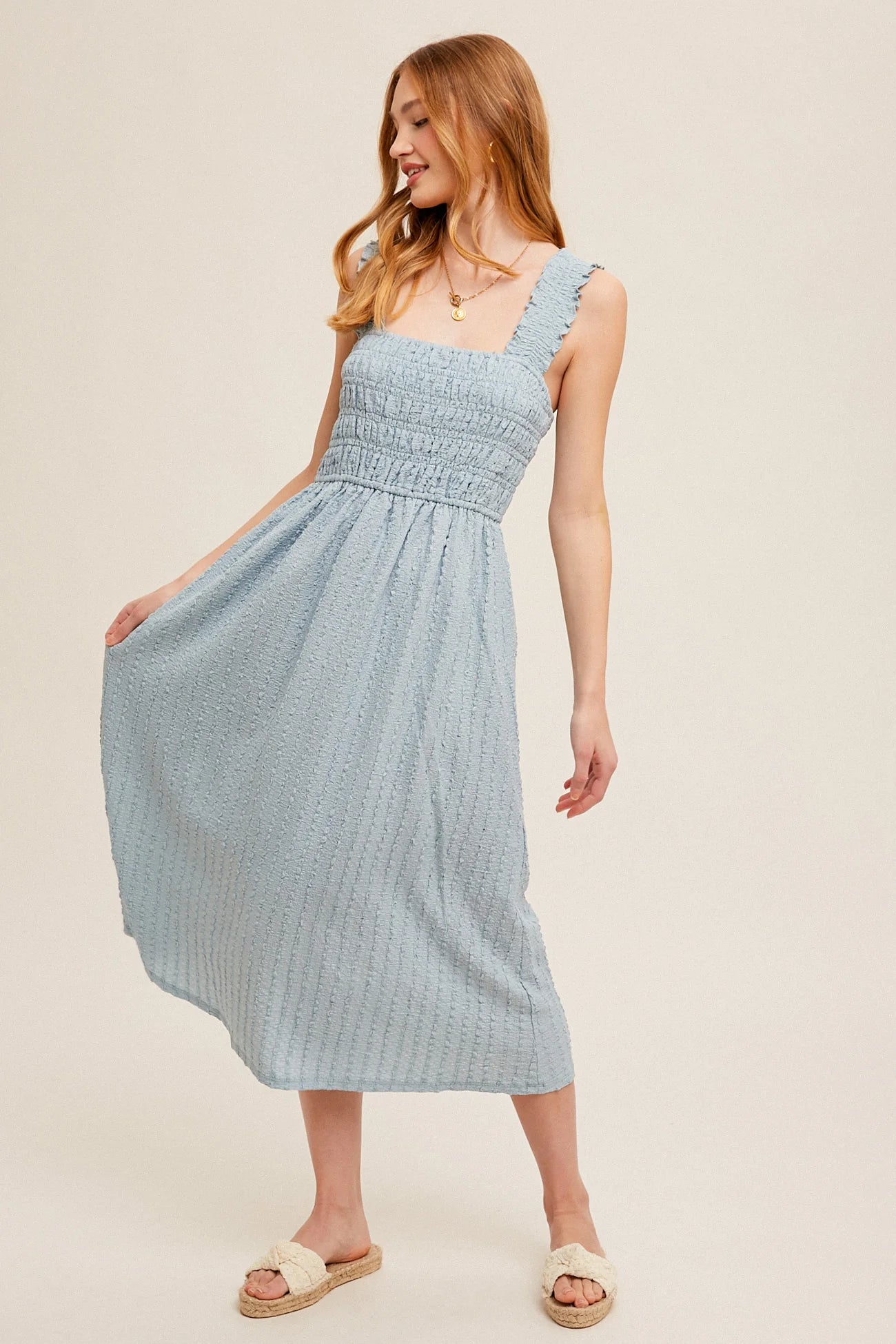 Hem & Thread Lace Trim Tank Dress SEAFOAM