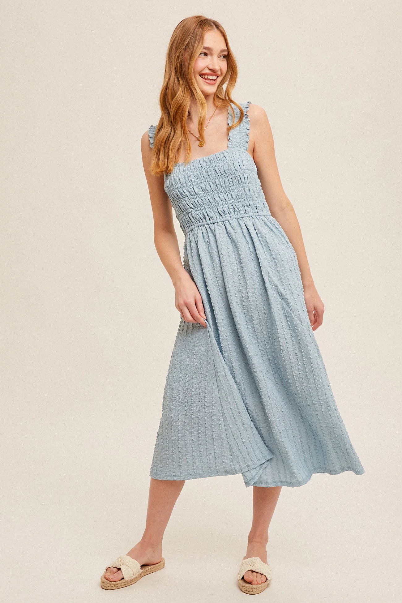 Hem & Thread Lace Trim Tank Dress SEAFOAM