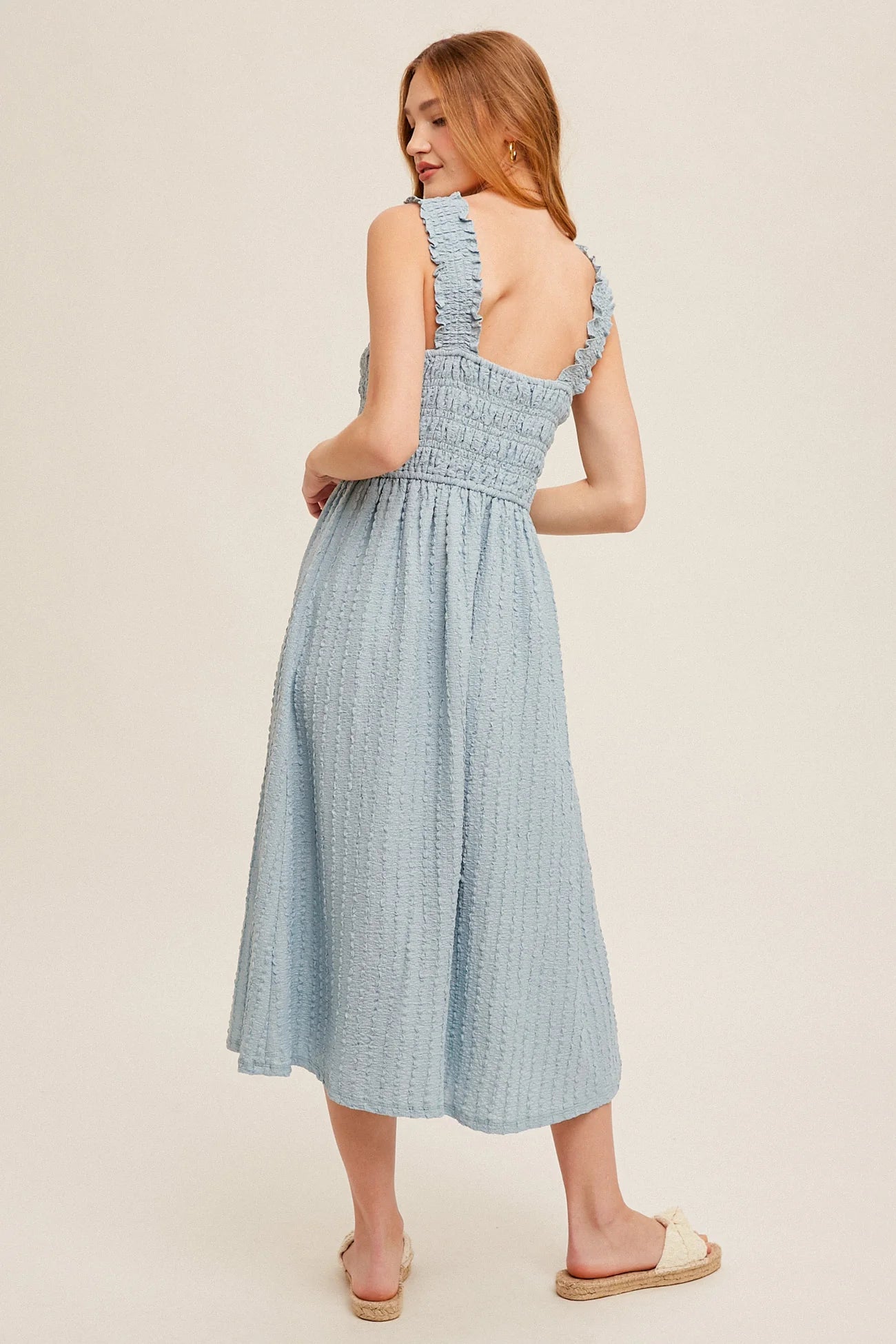 Hem & Thread Lace Trim Tank Dress SEAFOAM