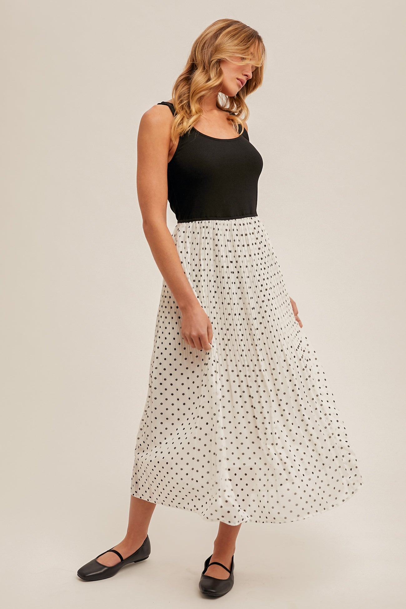 Hem & Thread W Polka Dot Midi Dress ECRU