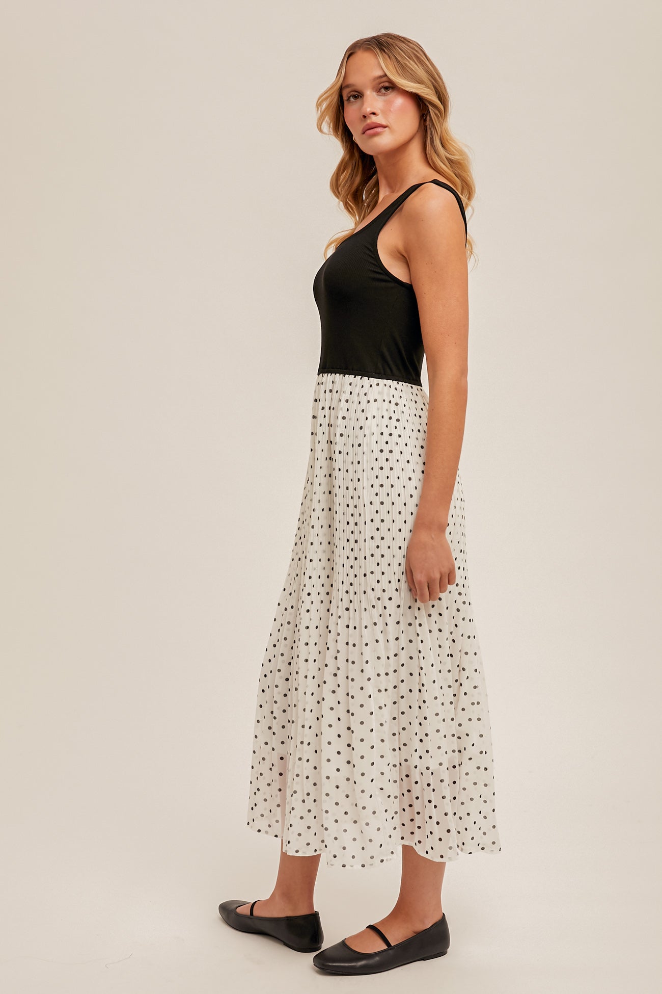 Hem & Thread W Polka Dot Midi Dress ECRU