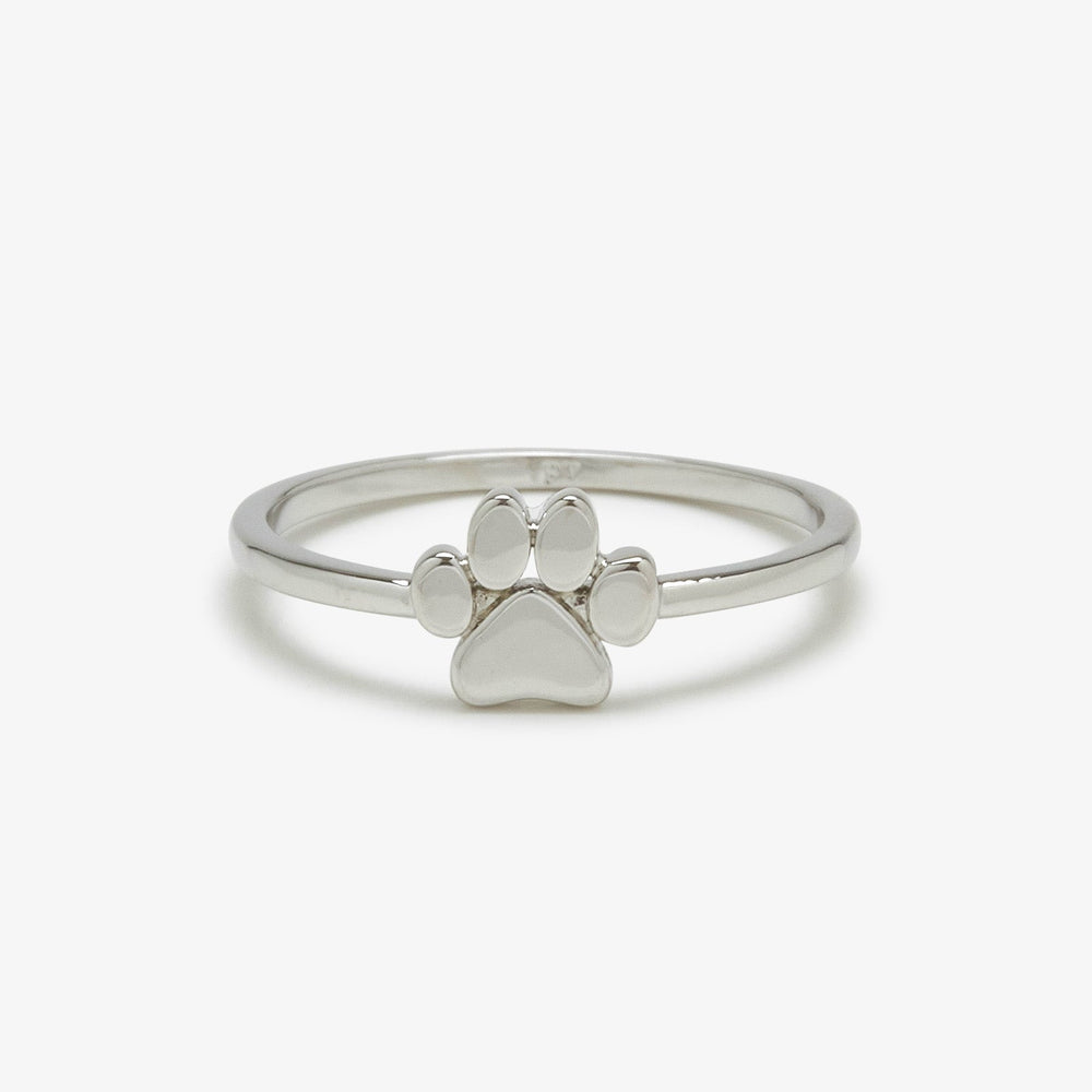 Bague Pura Vida avec empreinte de patte, argent.