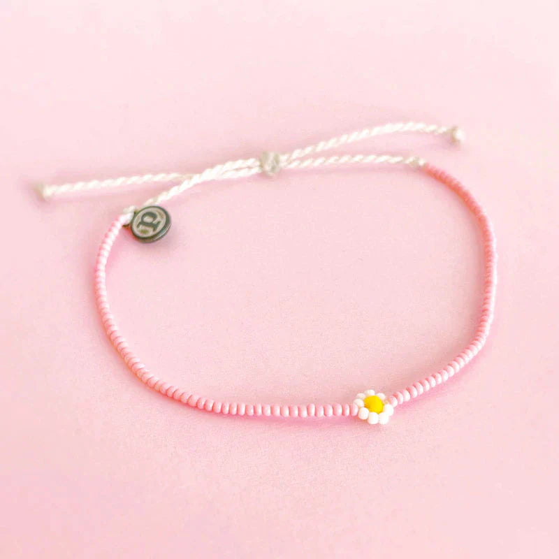 Pura Vida Spring Daisy Seed Bead Bracelet PINK
