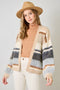 Mystree W Fuzzy Color Block Cardigan IVORY / OATMEAL