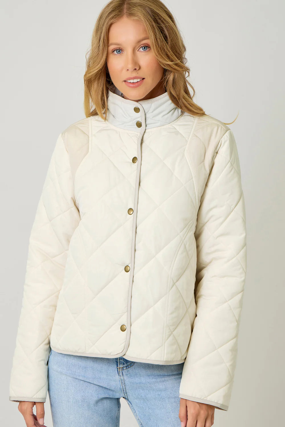 Mystree W Color Blocked Padded Jacket IVORY
