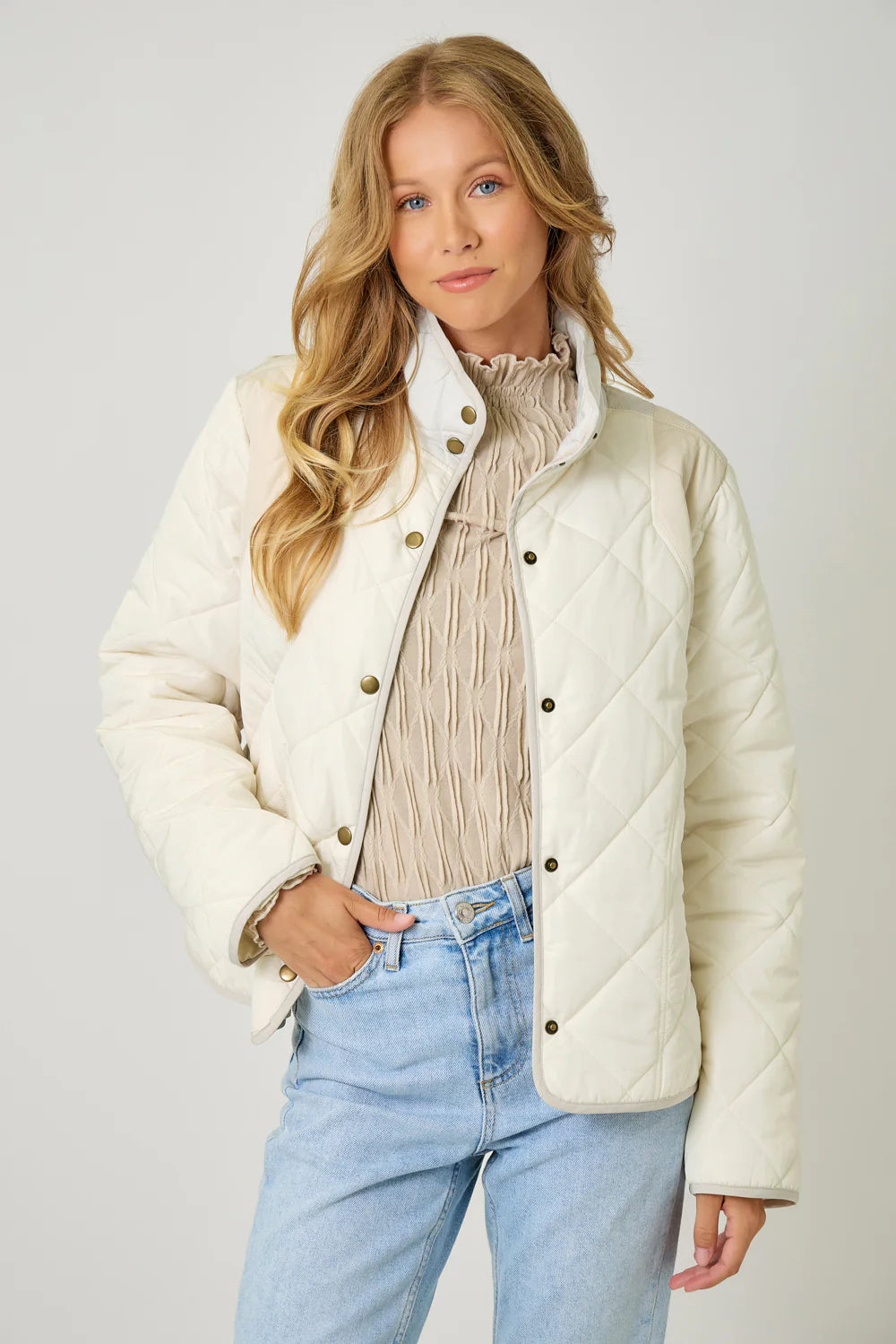 Mystree W Color Blocked Padded Jacket IVORY