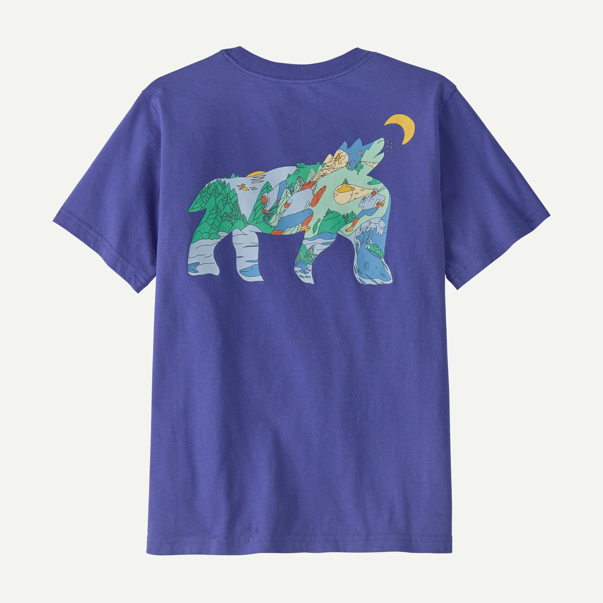 Patagonia Kids SS Graphic Tee BEAR OUT EDDY BLUE
