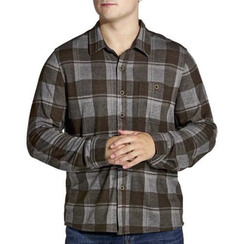 North River M LS Jacquard Knit Button-Front Shirt EARTH