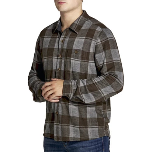 North River M LS Jacquard Knit Button-Front Shirt EARTH