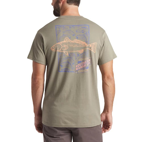 Southern Marsh M SS Spotted Redfish Tee STONEWALL OLIVE