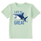 Life is Good Kids SS Crusher Tee Life is Great Shark SAGE GREEN