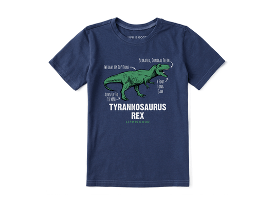 Life is Good Kids SS Crusher Tyrannosaurus Rex DARKEST BLUE
